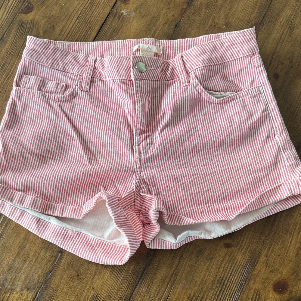 H&M Pink Striped Jean Shorts